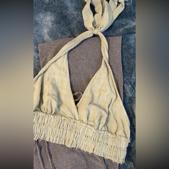 Cropped halter + wide leg urban outfitters yoga pants w tie waist - Picture 4 of 4